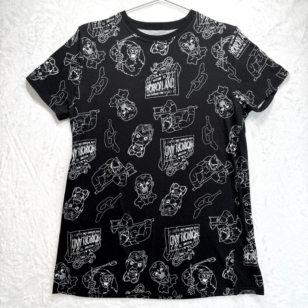 Goosebumps Horrorland All Over Grafitti Print Black Crewneck Tee by Cakeworthy